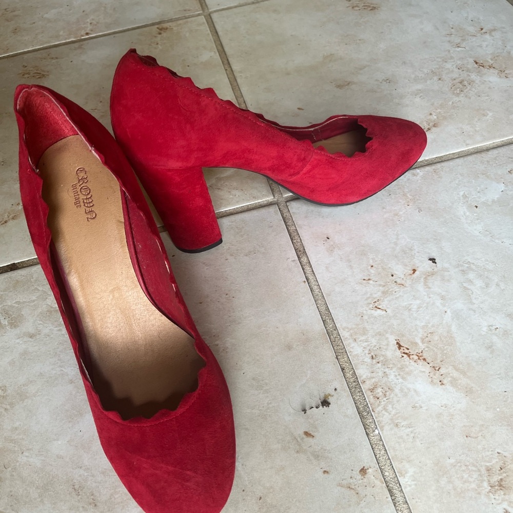 Elegant Red Suede Heels